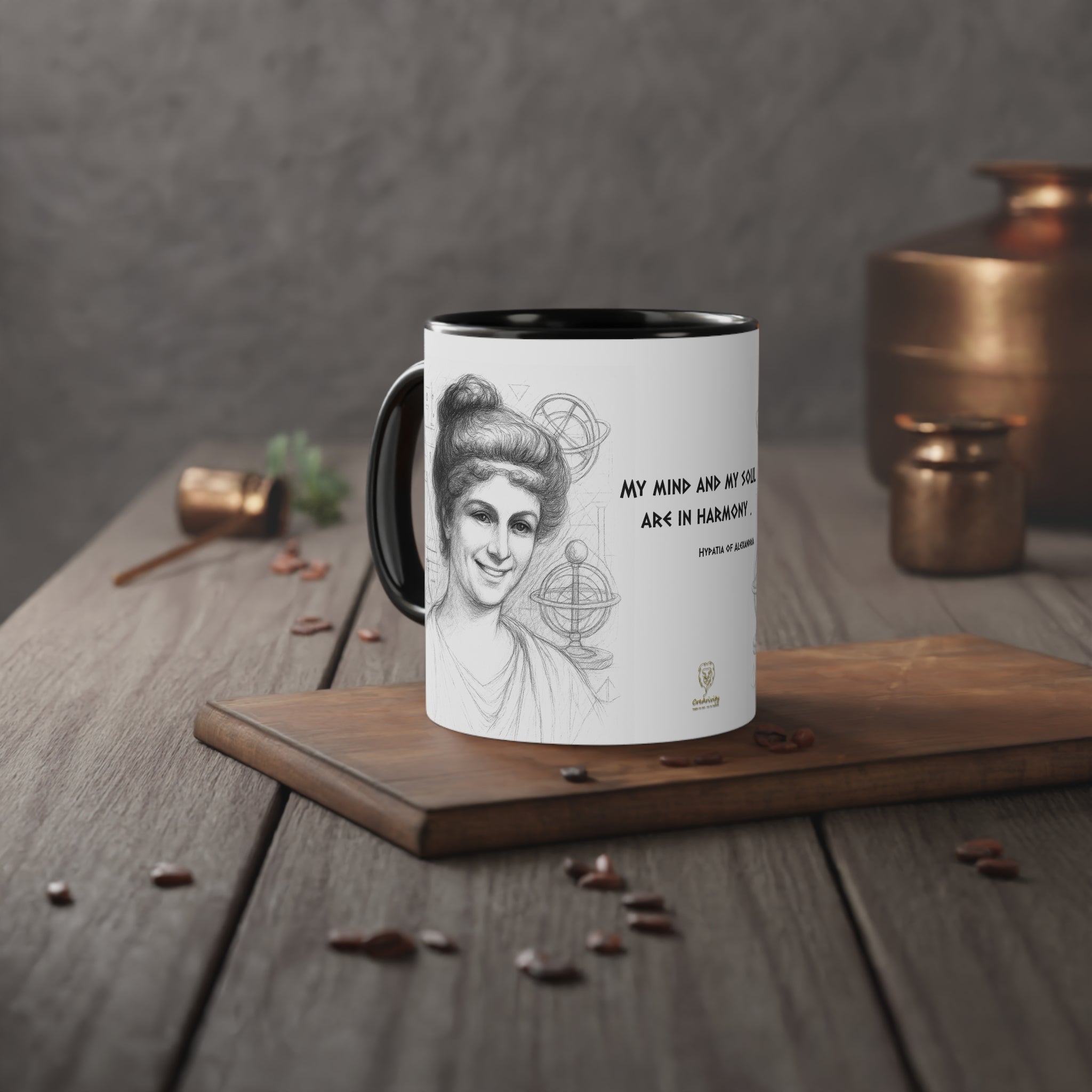 Mug-Women of Light, Hypatia of Alexandria, My mind and soul are in harmony-Sent from EU
