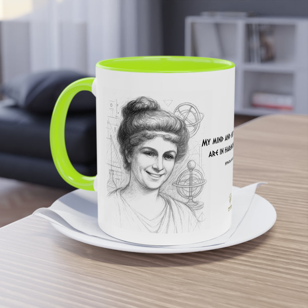 Mug-Women of Light, Hypatia of Alexandria, My mind and soul are in harmony-Sent from USA