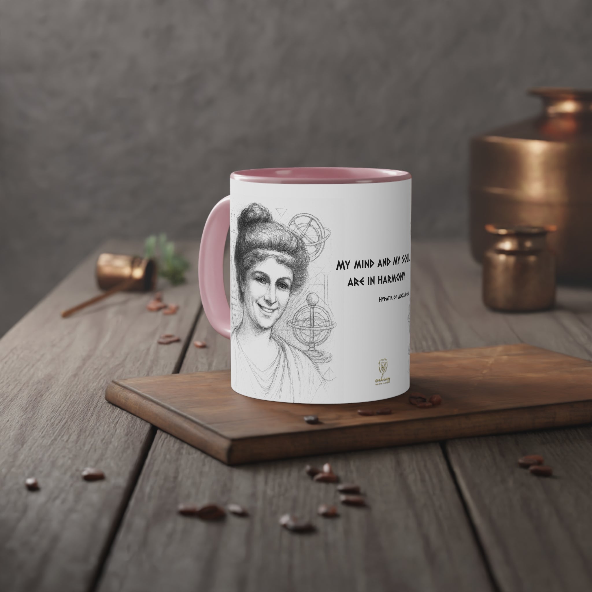 Mug-Women of Light, Hypatia of Alexandria, My mind and soul are in harmony-Sent from EU