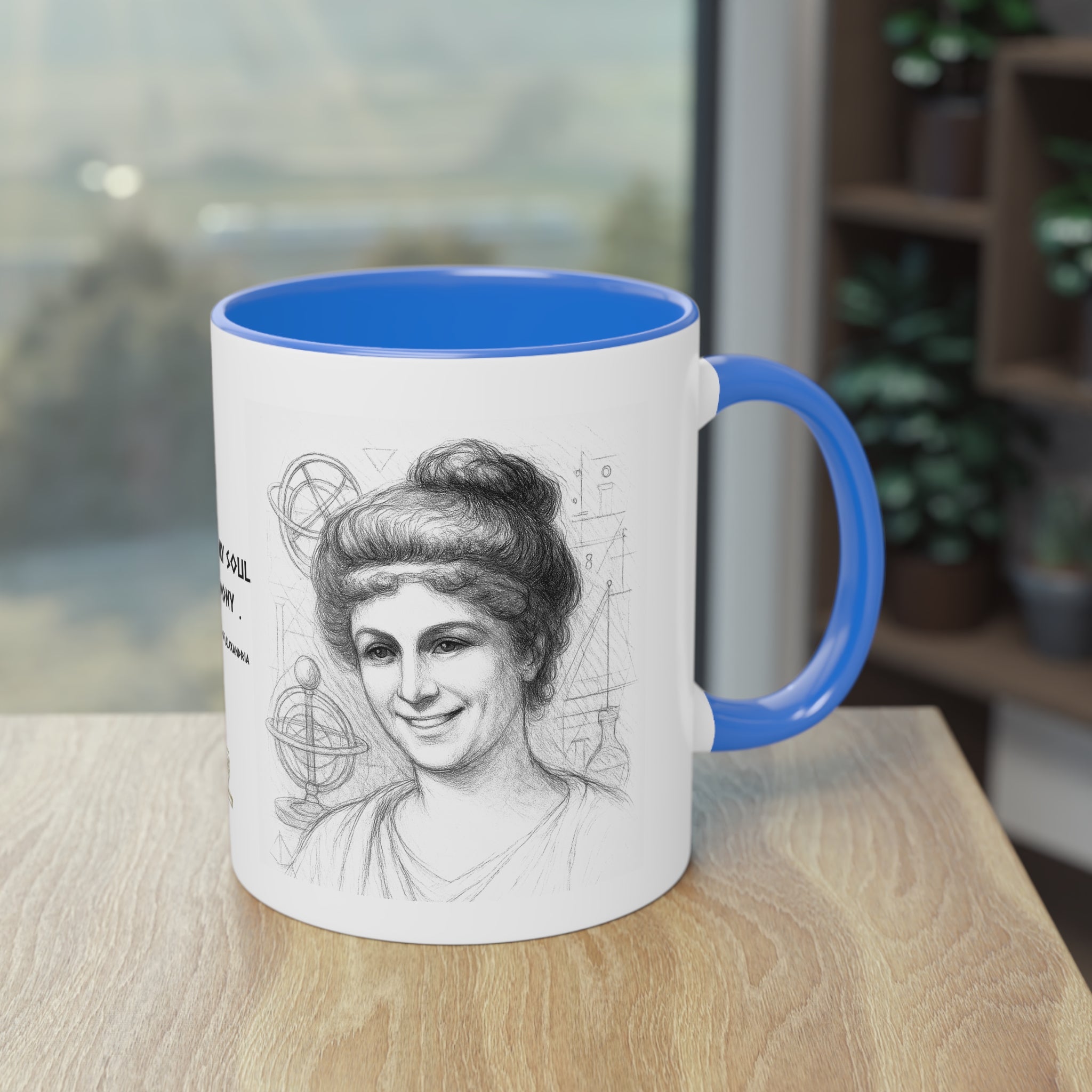 Mug-Women of Light, Hypatia of Alexandria, My mind and soul are in harmony-Sent from USA