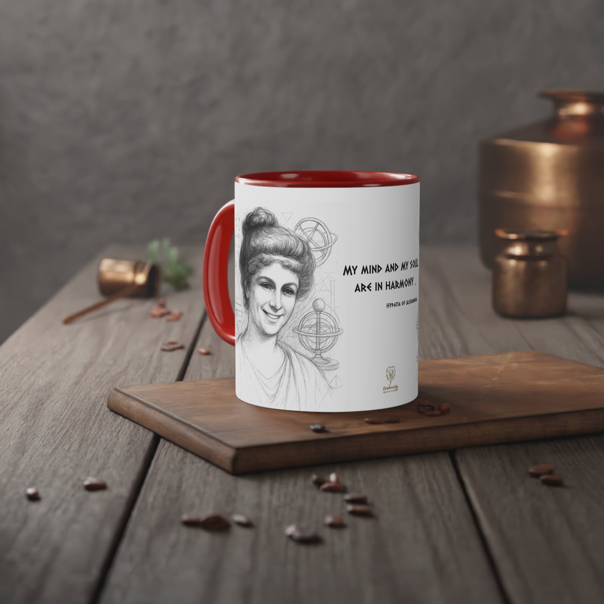 Mug-Women of Light, Hypatia of Alexandria, My mind and soul are in harmony-Sent from EU