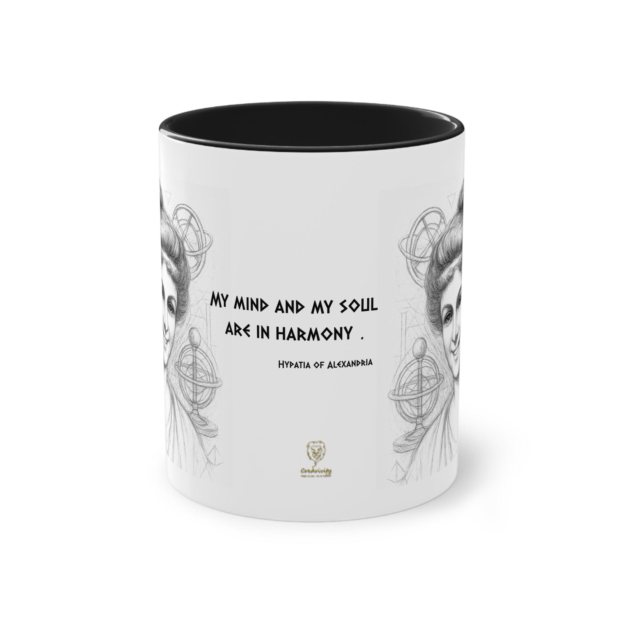 Mug-Women of Light, Hypatia of Alexandria, My mind and soul are in harmony-Sent from USA