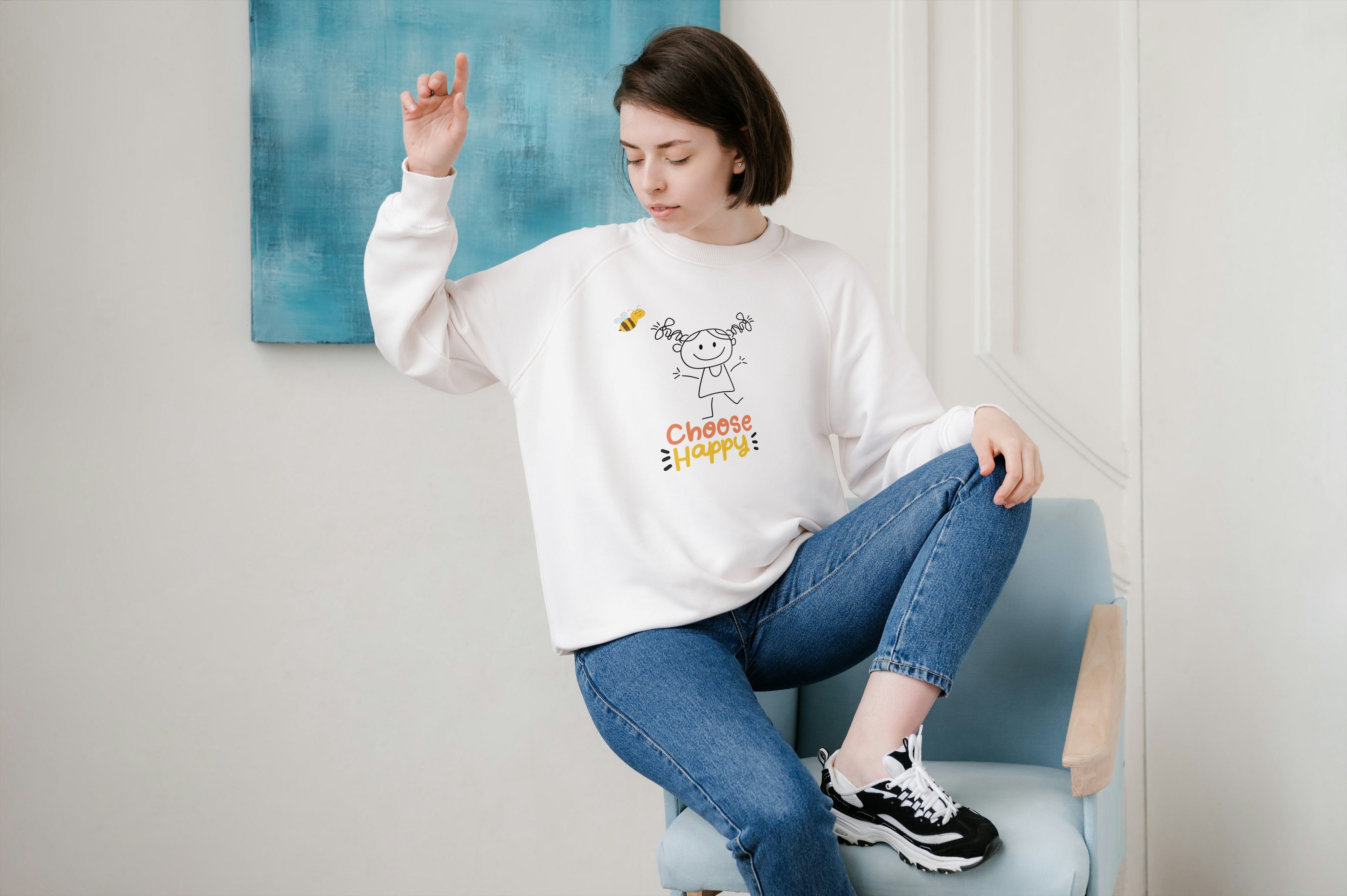 Choose Happy Fleece Sweatshirt for Joyful Days, Unisex Crewneck Pullover, Gift for Kids and Adults, Cozy Relaxation, Positive Vibe Apparel