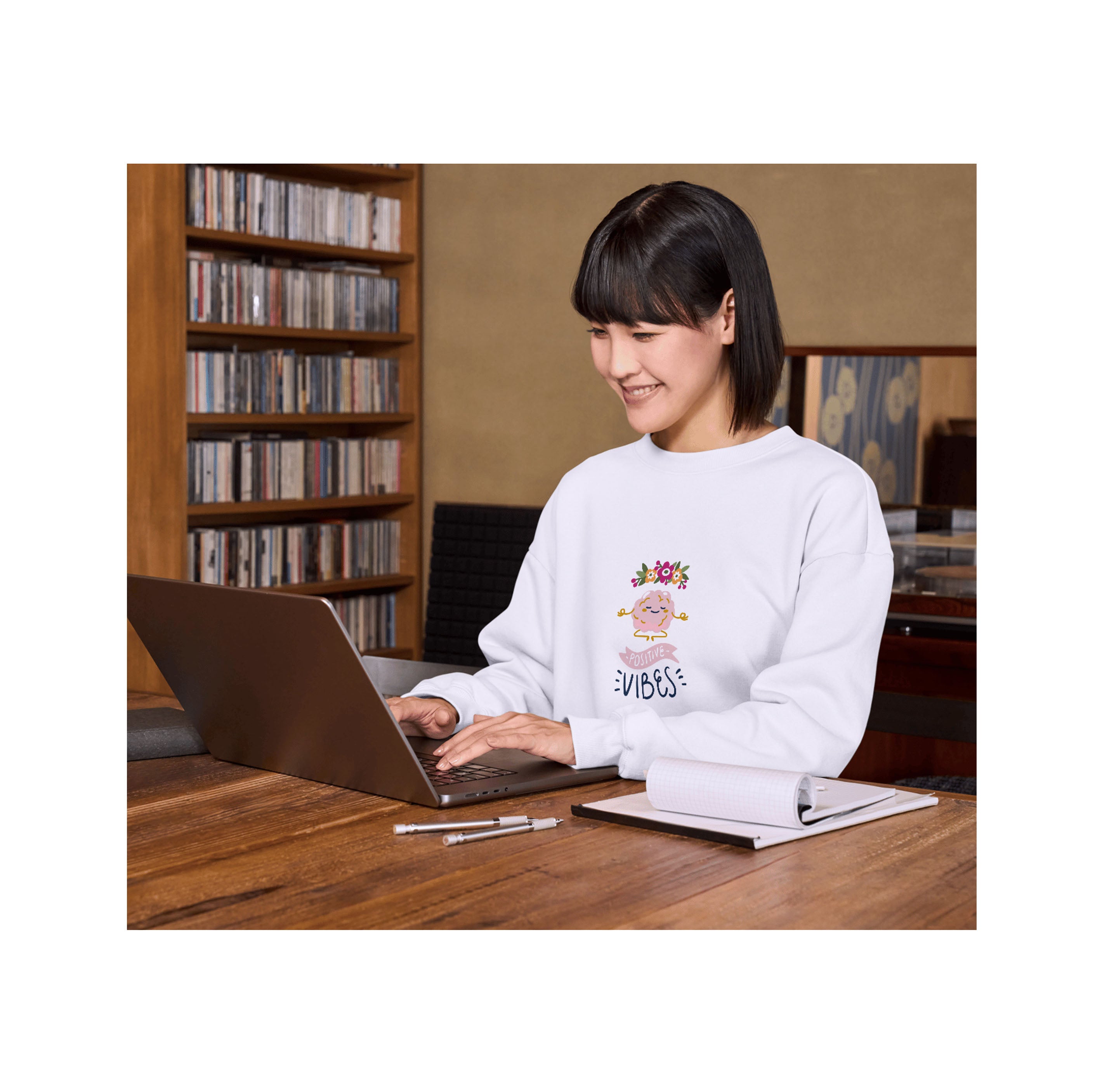 Positive Vibes Sweatshirt, Unisex Fleece Crewneck, Cozy Gift for Friends, Inspirational Apparel, Perfect for Casual Wear