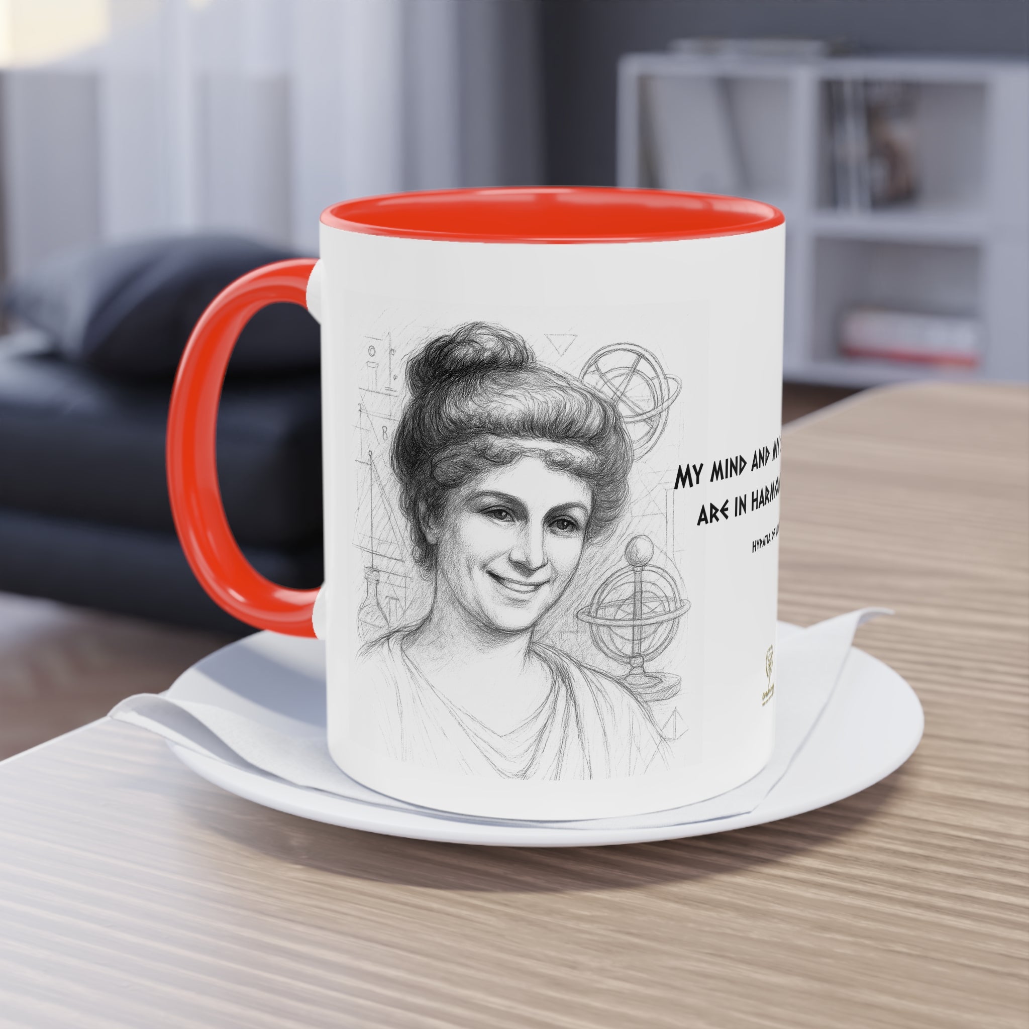 Mug-Women of Light, Hypatia of Alexandria, My mind and soul are in harmony-Sent from USA