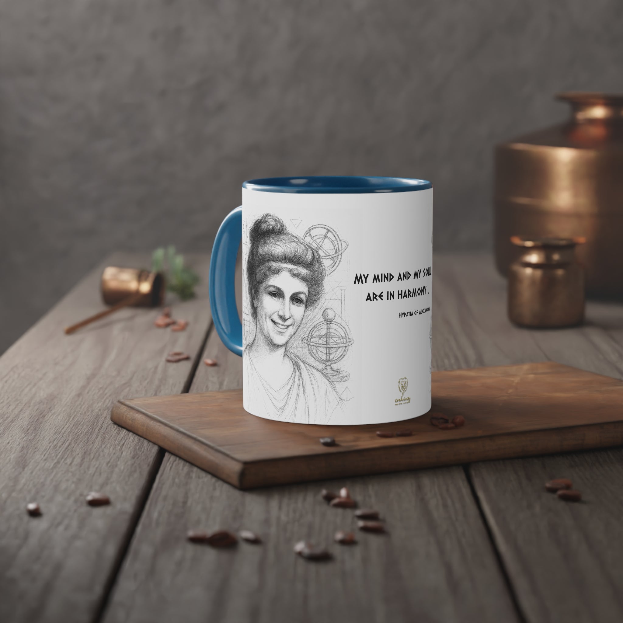 Mug-Women of Light, Hypatia of Alexandria, My mind and soul are in harmony-Sent from EU