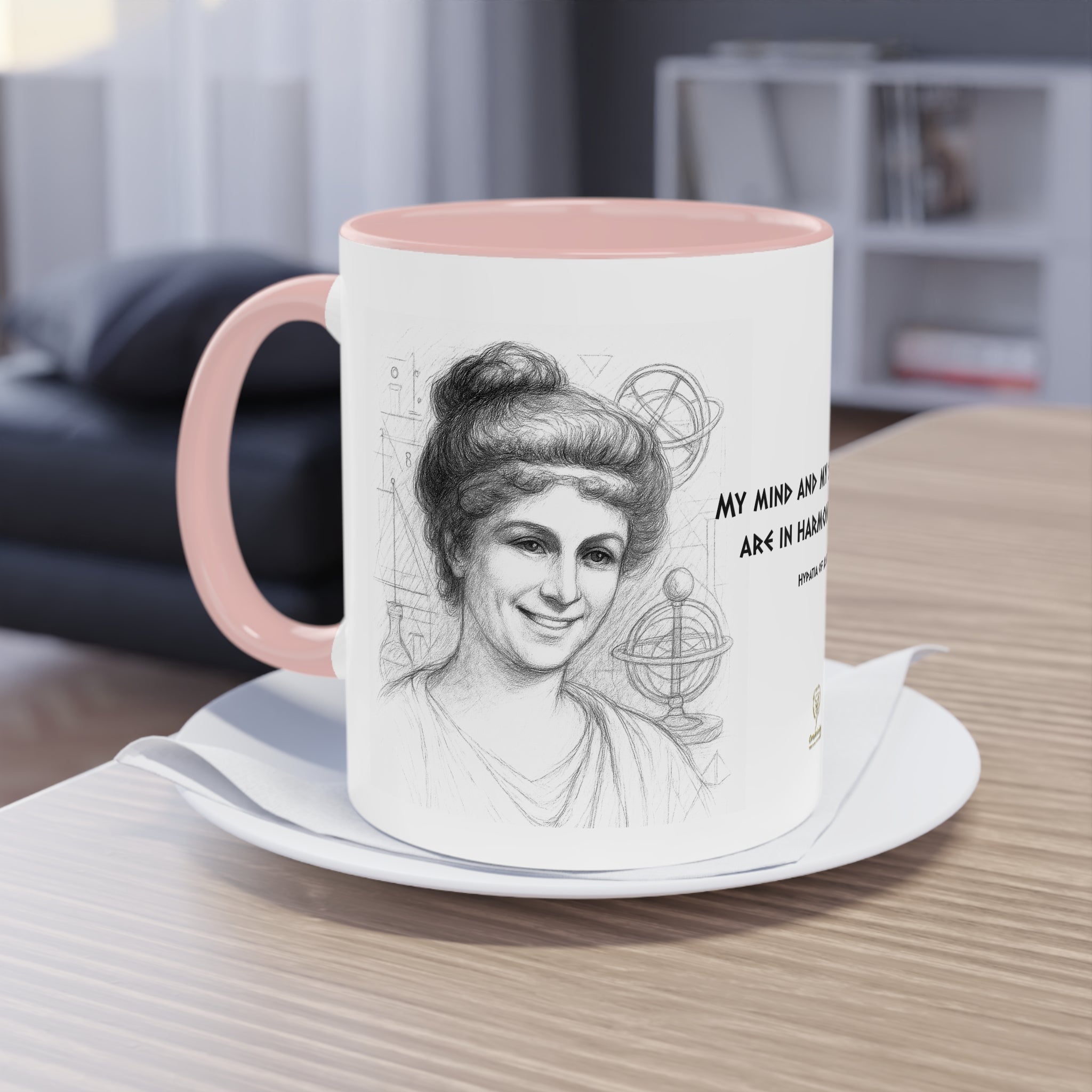 Mug-Women of Light, Hypatia of Alexandria, My mind and soul are in harmony-Sent from USA
