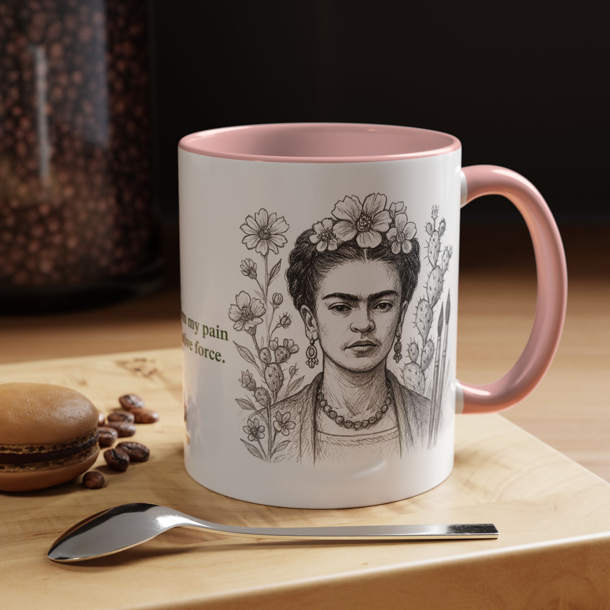 Mug-Women of Light, Frida Kahlo,I transform my pain into creative force-Sent from USA
