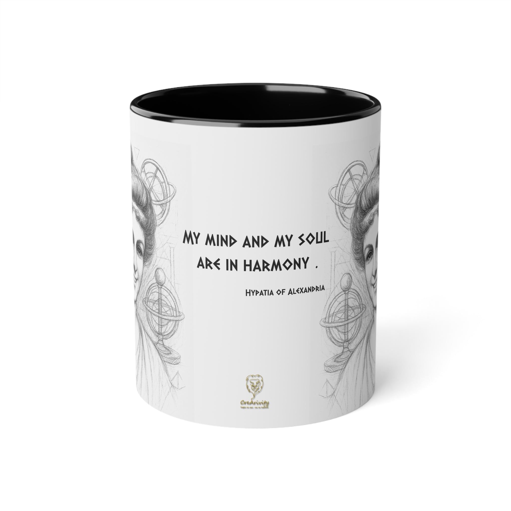 Mug-Women of Light, Hypatia of Alexandria, My mind and soul are in harmony-Sent from EU